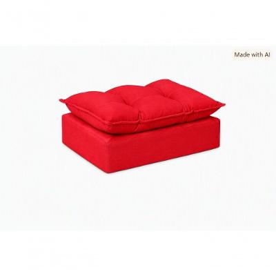 Puff Baixo Decorativa Glamour Opala Suede Vermelho SMF Decor