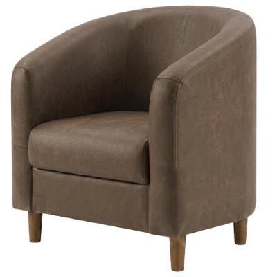 Poltrona Decorativa Aura Courino Assento D26 Marrom Pes Madeira Palito Milani Movelaria