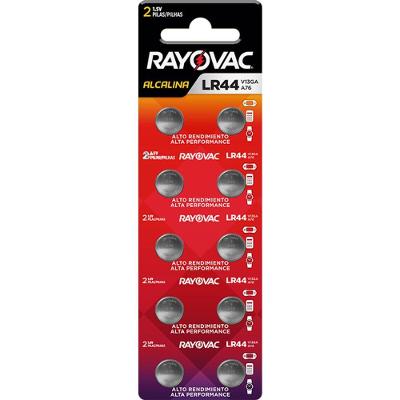 Pilha Botão Alcalina LR44 1,5V com 10 Unidades para Relógios Calculadoras Brinquedos Rayovac