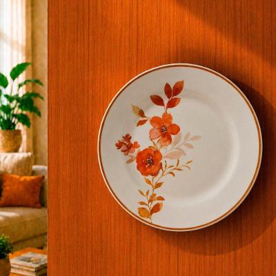 Prato Decorativo Raso Parede Suporte Cerâmica Branco 25CM Chá das 5