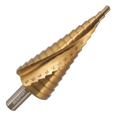 Broca Escalonada Brasfort 10 Etapas 9mm a 36mm Aço Rápido HSS para Furos em Metais Plásticos