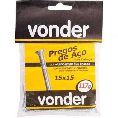 Vonder Prego com Cabeça em Aço 17x21mm 257g 100 Unidades Acabamento Zincado