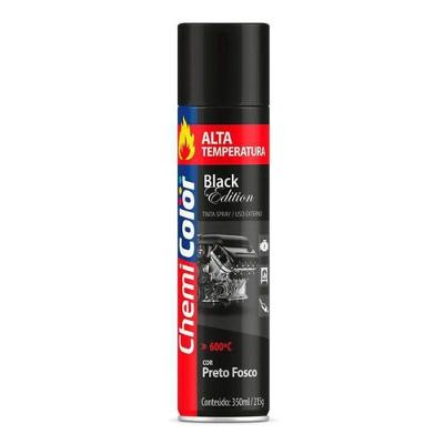 Tinta Spray Preto Fosco Alta Temperatura Resistente Até 600 graus C Aerossol 400ML Chemi Color Bivolt