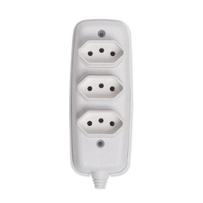 Tomada em Barra Tripla 2P+T 10A para Ate Tres Dispositivos Design Compacto Cinza Ilumi Materiais