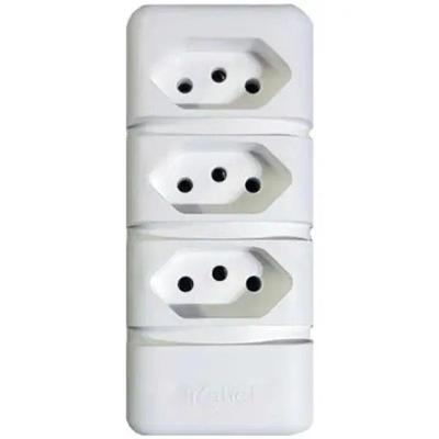 Tomada em Barra Tripla 2p+t 20a com 3 Tomadas Branco Bivolt 20A