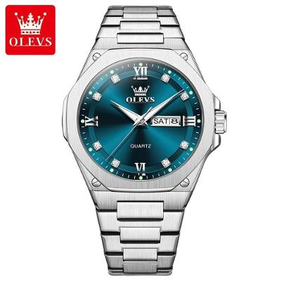 Relógio de Pulso Masculino 3736 Analógico Aço Inox Luxo Prata Olevs
