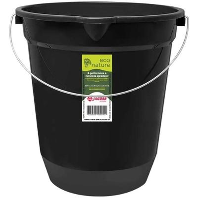 Balde Plástico Leve 13,5L Uso Doméstico e Profissional Plástico Preto Jaguar 13,5L