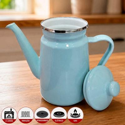 Bule Charm para Aquecer Agua Aco Esmaltado Design Vintage para Cozinha Grafite