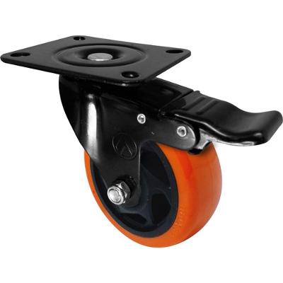Rodízio Giratório com Freio 4 Polegadas PVC Laranja Ajax