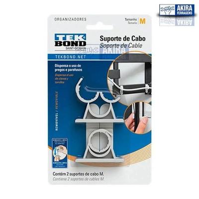 Gancho Adesivo Organizador de Cabos m Suporte para Equipamentos Eletrônicos Branco Tekbond 2 Peças