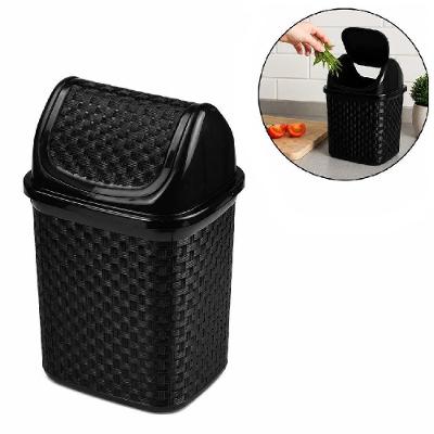 Lixeira Rattan Luxo 4,5L Polipropileno Tampa Basculante Preto Yeet