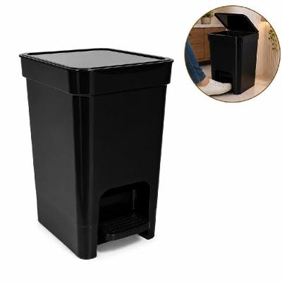 Lixeira Flat Slim 7L Plástico Abertura por Pedal Premium Preto Yeet