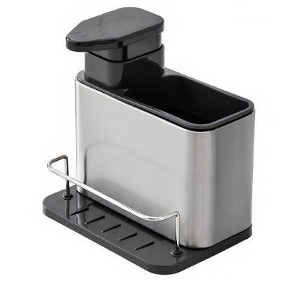 Organizador de Pia 3 em 1 Dispenser Detergente Porta Esponja Plástico e Aço Inox Carisma