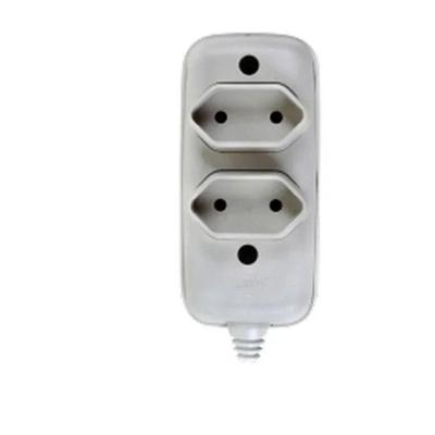 Tomada em Barra Dupla 2P 10A para Dois Aparelhos Eletronicos Cinza Ilumi Materiais Eletricos