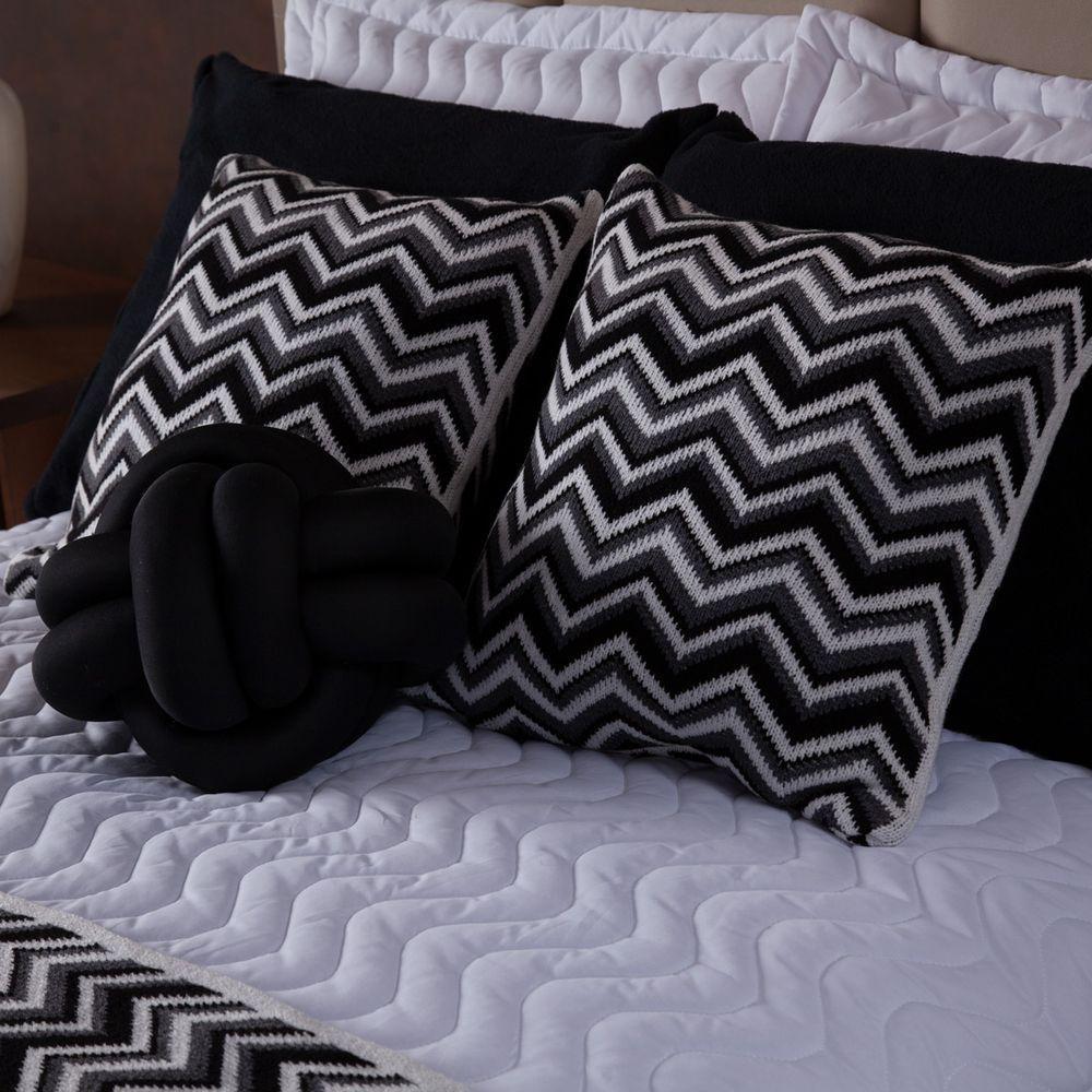 Cobre Leito Sthella Branco Preto Peseira Almofadas 09 Peças - 6