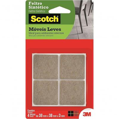 Feltro Auto-Adesivo Quadrado 3M Brasil Scotch para Piso Médio 38x38mm Marrom