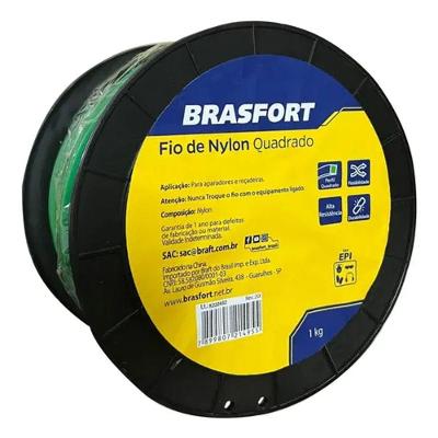 Brasfort Fio de Nylon para Roçadeira Quadrado 2,0mm 1kg