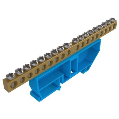 Barramento Neutro com Suporte 18 Furos Conexao de Fios Neutros Azul Soprano