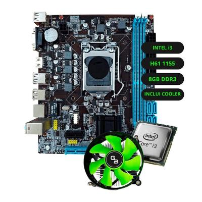 Kit Upgrade Placa Mãe H61 Intel Core I3 2a Geração Memória Ram 8GB DDR3 Solução Completa