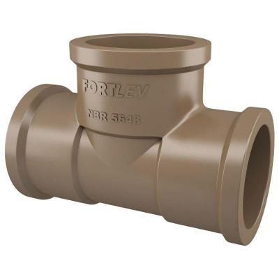 Kit com 6 Tês Soldáveis 40mm para Derivações em Instalações Hidráulicas PVC Fortlev