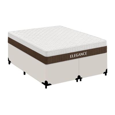 Cama Box Casal Elegance Bipartido Sintético com Colchão Molas Ensacadas Branco Royal Sleep