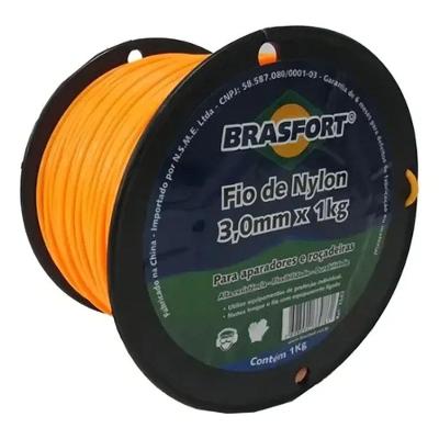 Fio para Roçadeira 3,0MM 1kg 130m Vermelho Nylon Brasfort
