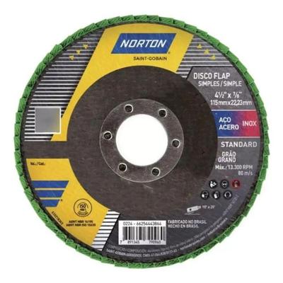 Disco Flap Reto Grão 40 4.1-2 Desbaste Inox Norton 115MM 13.300 RPM