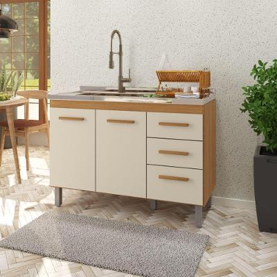 Gabinete de Cozinha Aurora 2 Portas MDP 118CM Freijó Off White