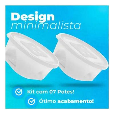 Conjunto de Potes Redondos para Alimentos 7 Peças Plástico Resistente Livre de BPA Jaguar 3L 740ML
