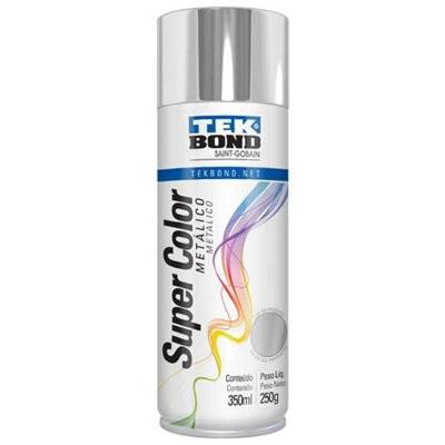 Tinta Spray Metálica Acrílica Super Color Cromado Prata 350ML 250g Tekbond