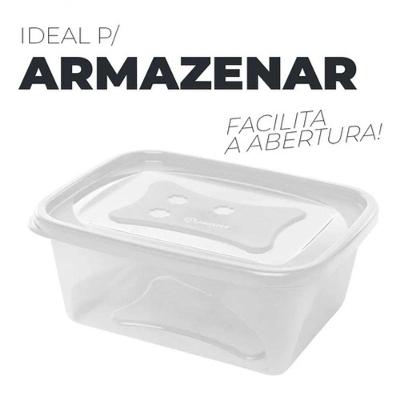 Pote Versátil Retangular Armazenamento Plástico Atóxico (Livre de BPA) Uso em Freezer Micro-ondas