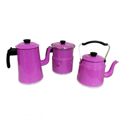 Jogo para Café Completo Chaleira Bule Leiteira com Apito Alumínio Rosa Docesar
