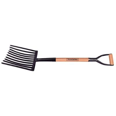 Forcado Para Cascalho Com 10 Dentes Tramontina Em Aço Com Cabo De Madeira 74 Cm Tramontina