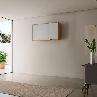 Armário Aéreo Maior Luisa 120CM 3 Portas MDF Bater Off White Moderna