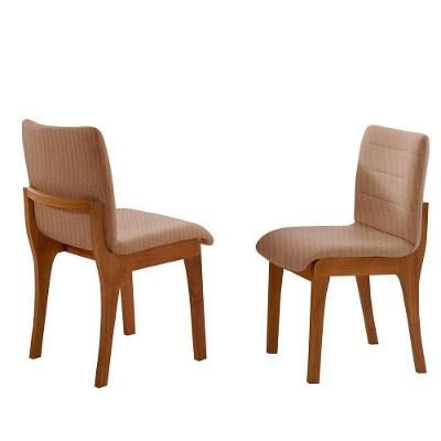 Conjunto com 2 Cadeiras Bella Madeira Maciça Estofado Imbuia Moderna