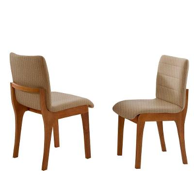Conjunto com 2 Cadeiras Bella Madeira Maciça Estofado Imbuia Moderna