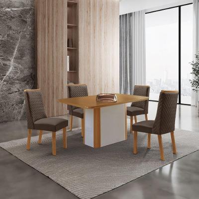 Mesa de Jantar Isadora 4 Lugares Retangular MDF 120CM Marrom Moderna