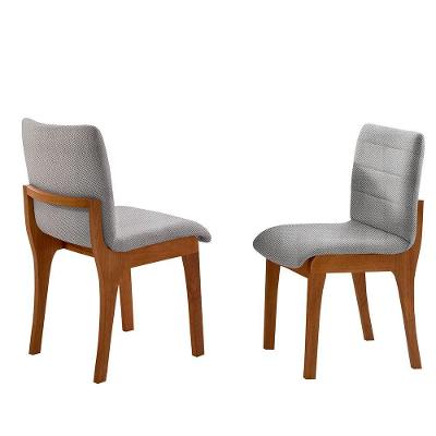 Conjunto com 2 Cadeiras Bella Madeira Maciça Estofado Imbuia Moderna