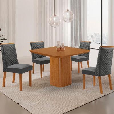 Mesa de Jantar Eloise 4 Lugares Quadrada MDF Laminado 90CM Grafite e Off White Moderna 90CM
