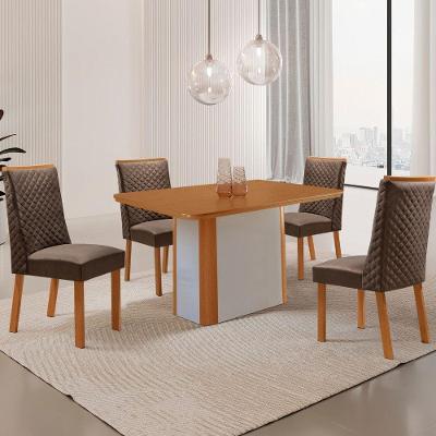 Mesa de Jantar Isadora 4 Lugares Retangular MDF Laminado 120CM Marrom e Naturalle Moderna