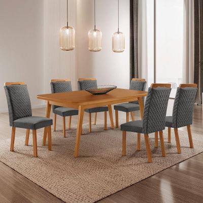 Mesa de Jantar Copper 6 Lugares Retangular MDF Grafite e Naturalle Moderna 180CM