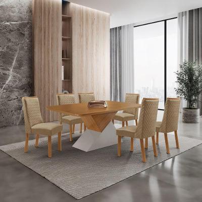 Mesa de Jantar Aster 6 Lugares Retangular MDF 180CM Off White Moderna