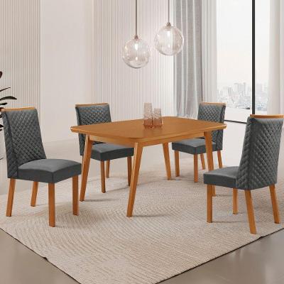 Mesa de Jantar Copper 4 Lugares Retangular MDF Grafite e Naturalle Moderna 120CM