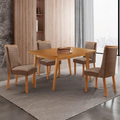 Mesa de Jantar Copper 4 Lugares Retangular MDF 120CM Creme Moderna