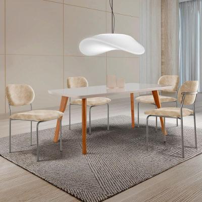 Conjunto Sala de Jantar Mesa Malta 4 Lugares Tampo Vidro com Cadeiras Marchezine Marrom Moderna