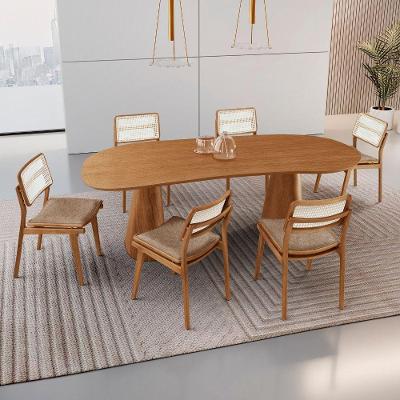 Conjunto de Jantar Noronha 6 Lugares Tampo MDF com Cadeiras Eva Premium Atacama Imbuia Nat Cinam