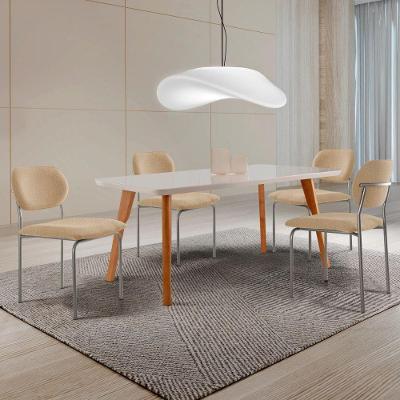 Conjunto Sala de Jantar Mesa Malta 4 Lugares Tampo MDF Linho Prata Imbuia 120CM
