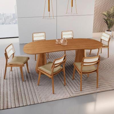 Conjunto de Jantar Noronha 6 Lugares Tampo MDF com Cadeiras Eva Premium Imbuia 180CM Mobilare