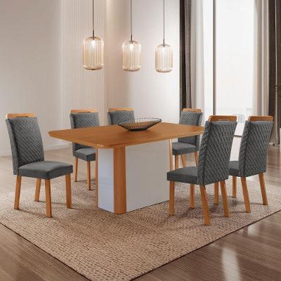 Mesa de Jantar Isadora 6 Lugares Retangular MDF 180CM Grafite Moderna