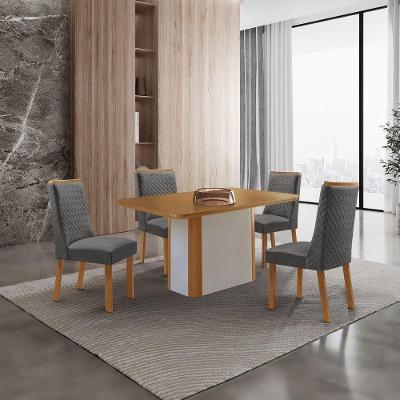 Mesa de Jantar Isadora 4 Lugares Retangular MDF Grafite Moderna 120CM